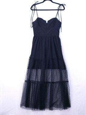 Lulus Maxi Dress Size Small Black Whimsigoth Romantic Sheer Sweetheart Party